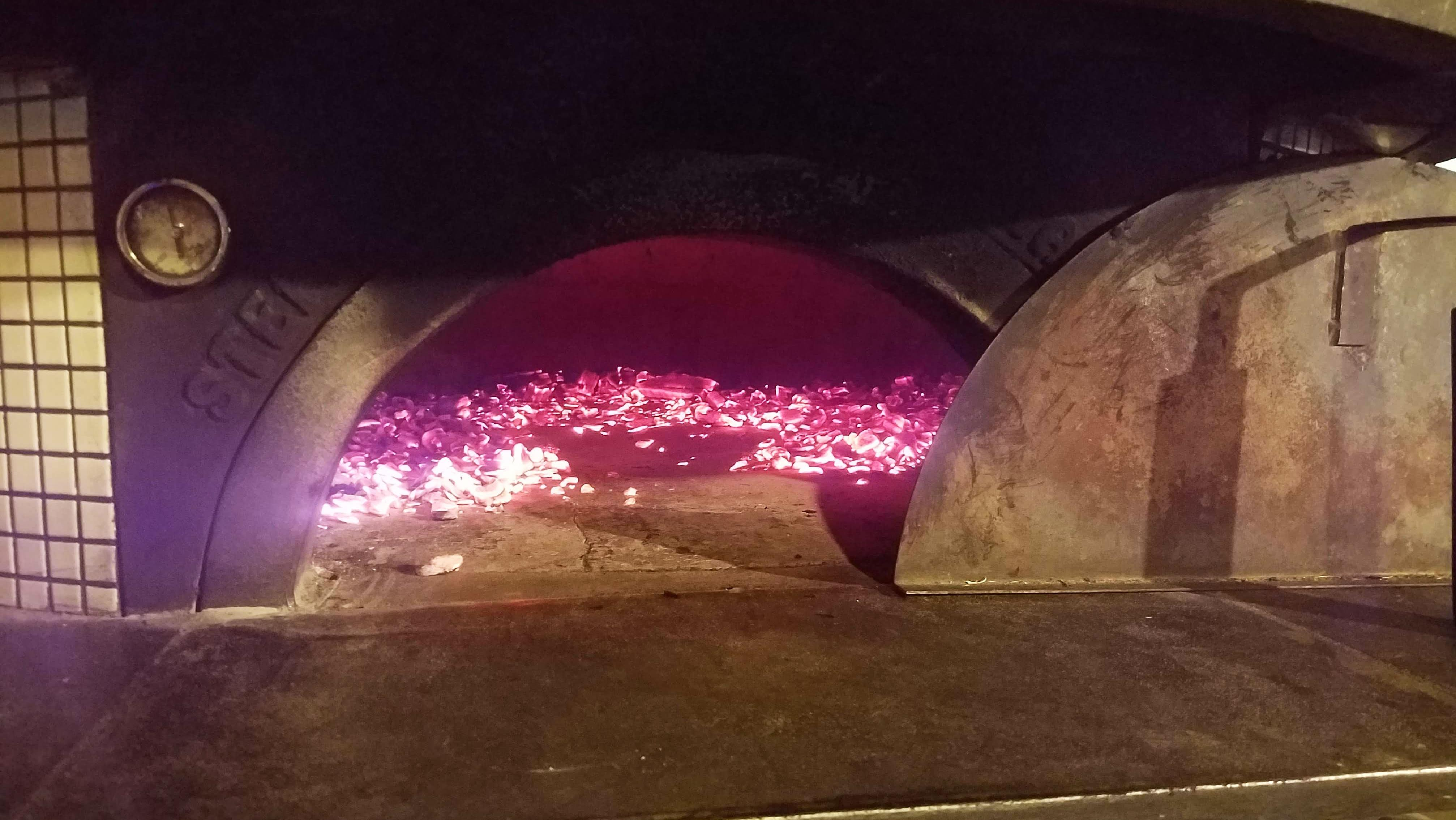 coals burning in oven