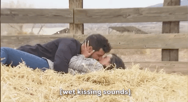 Katie and Blake make out in some random pile of hay
