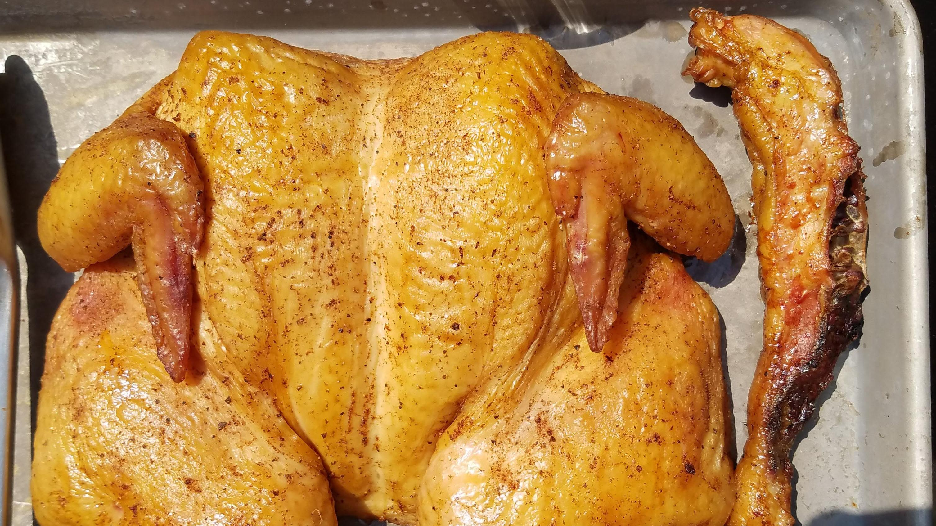 Smoked chicken on a sheet pan