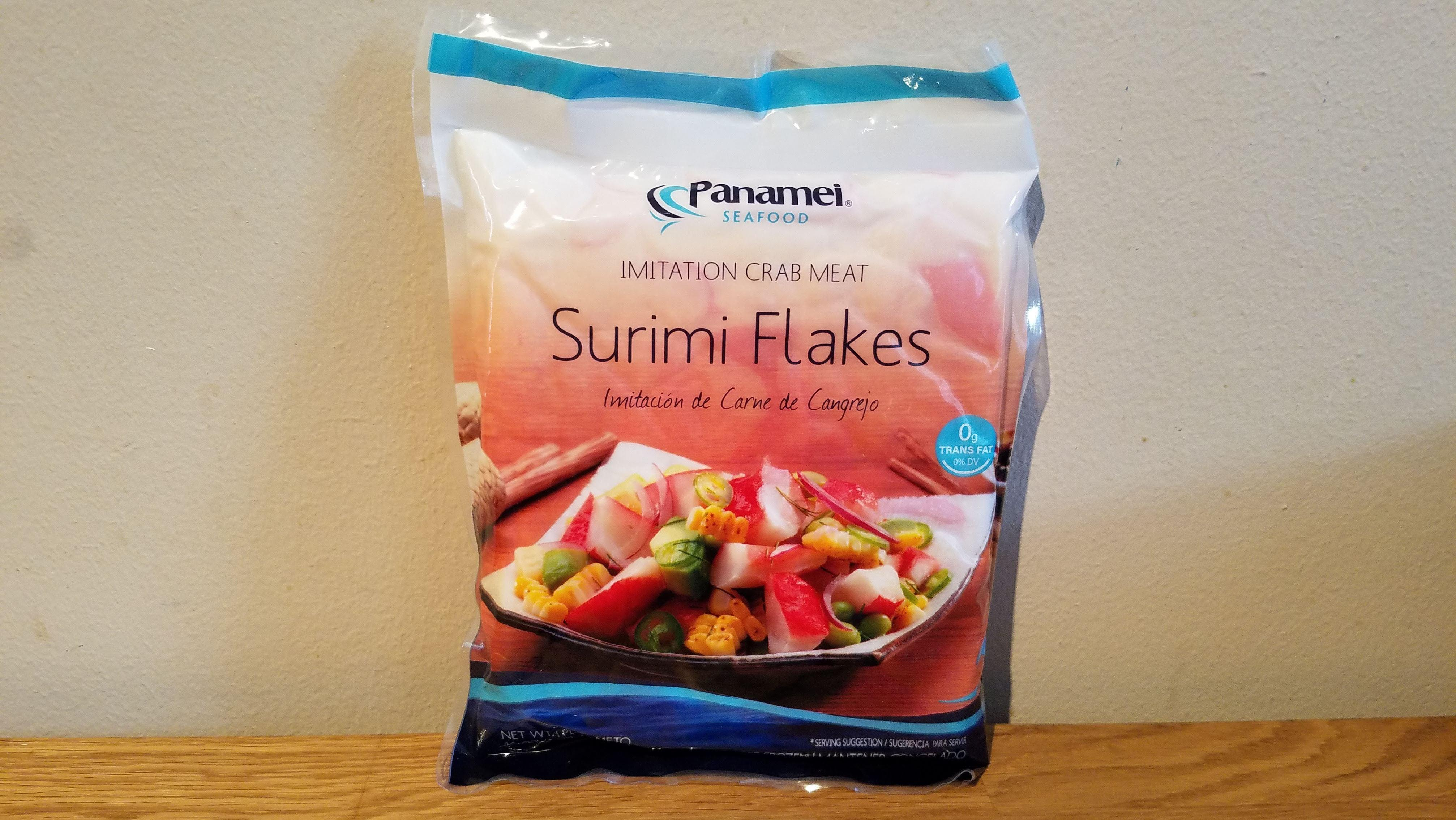 Package of Panamei Seafood brand Surimi Flakes imitation crab meat