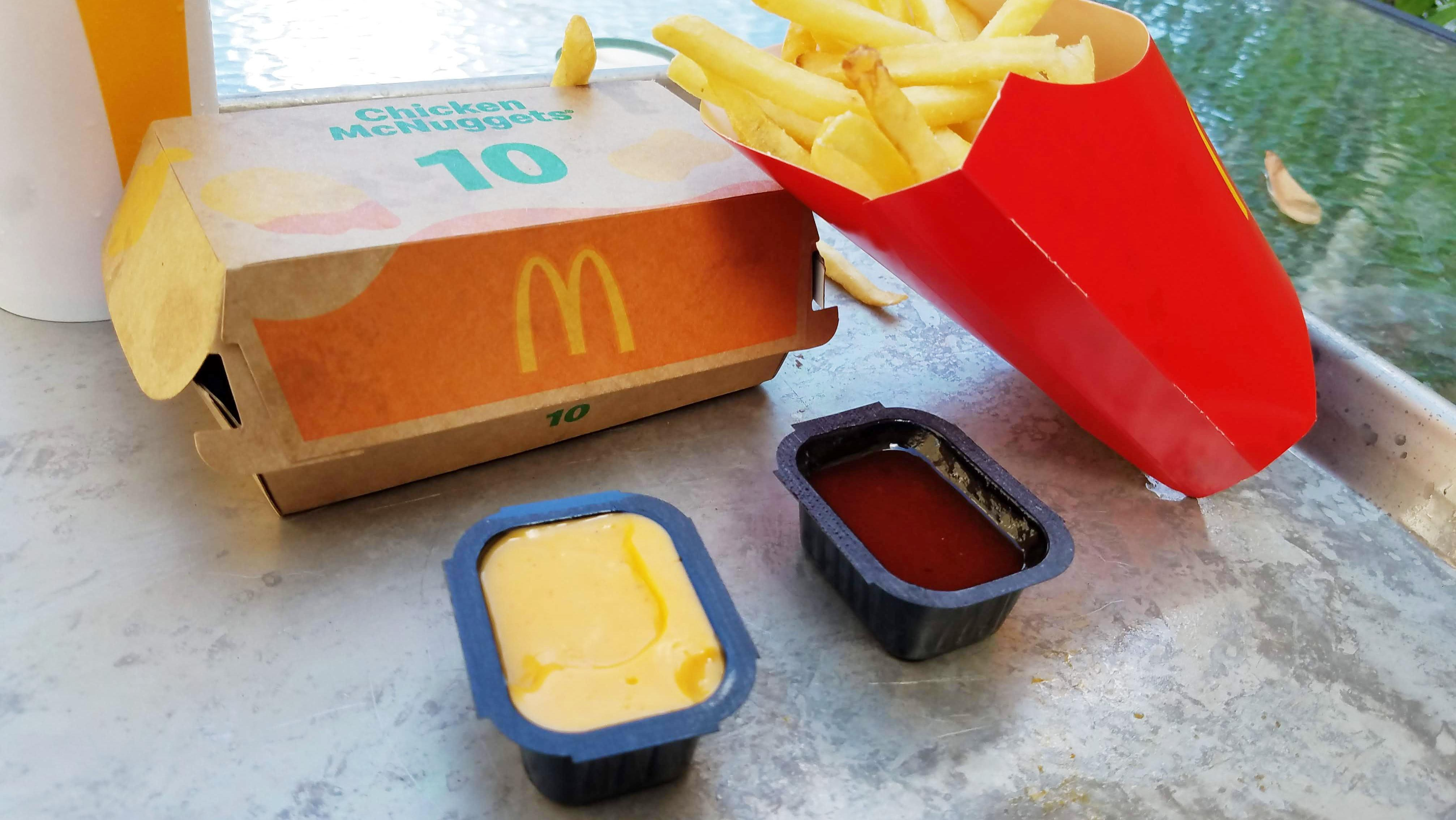 10-piece McNugget meal with two dipping sauces and fries