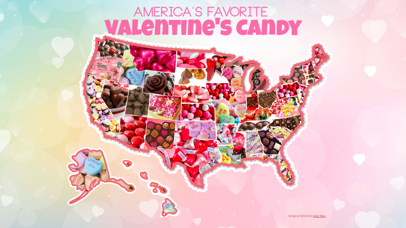 Map of America's favorite Valentine's Day candy by state
