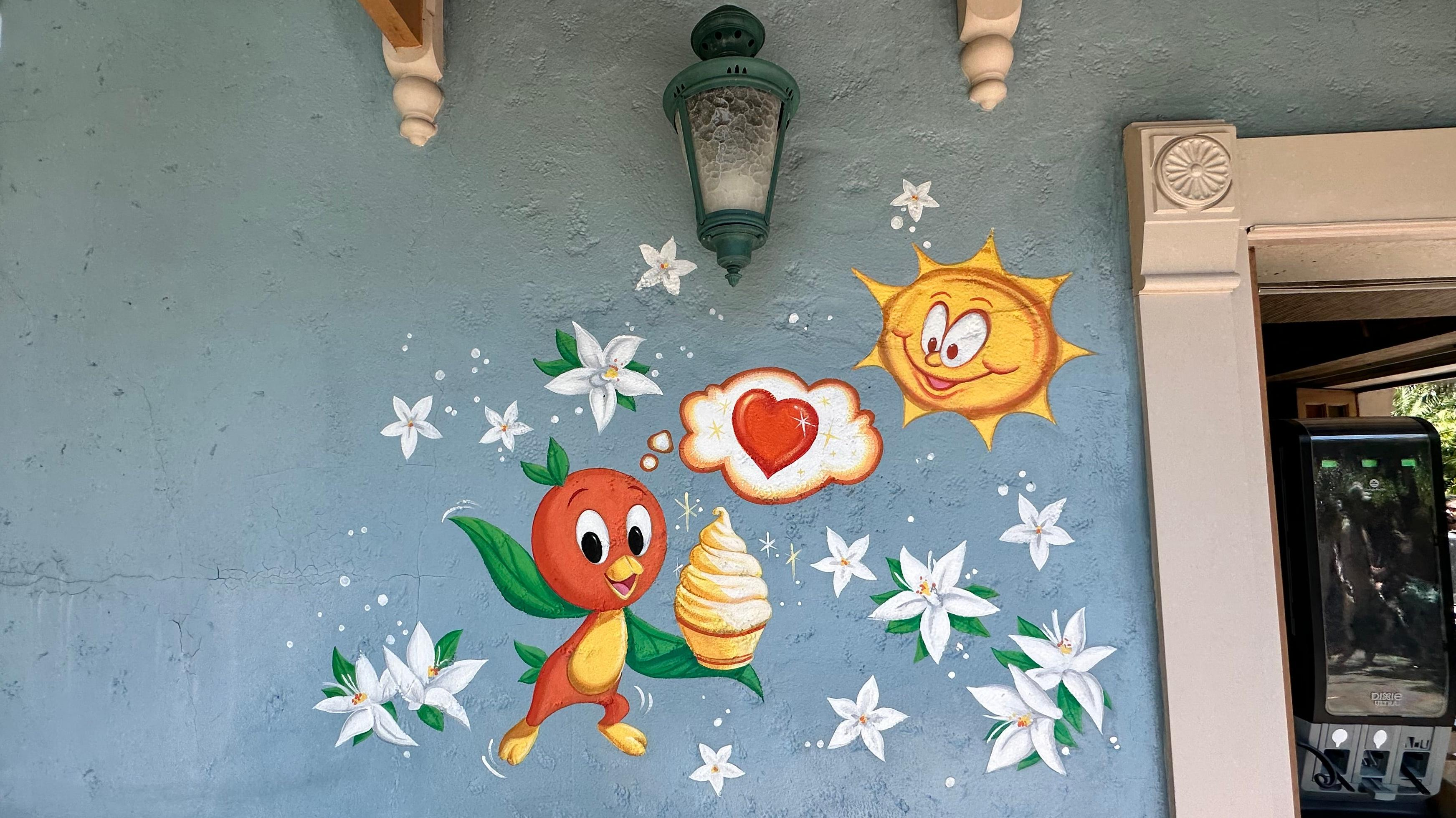 Painting of Orange Bird smiling with an Orange Cream treat