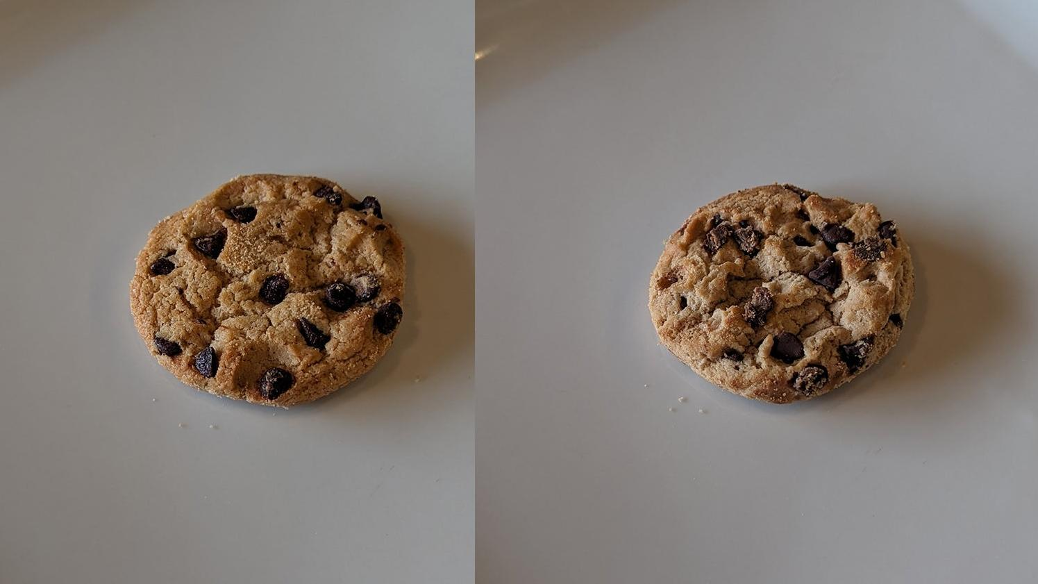 Two Chips Ahoy chocolate chip cookies side by side