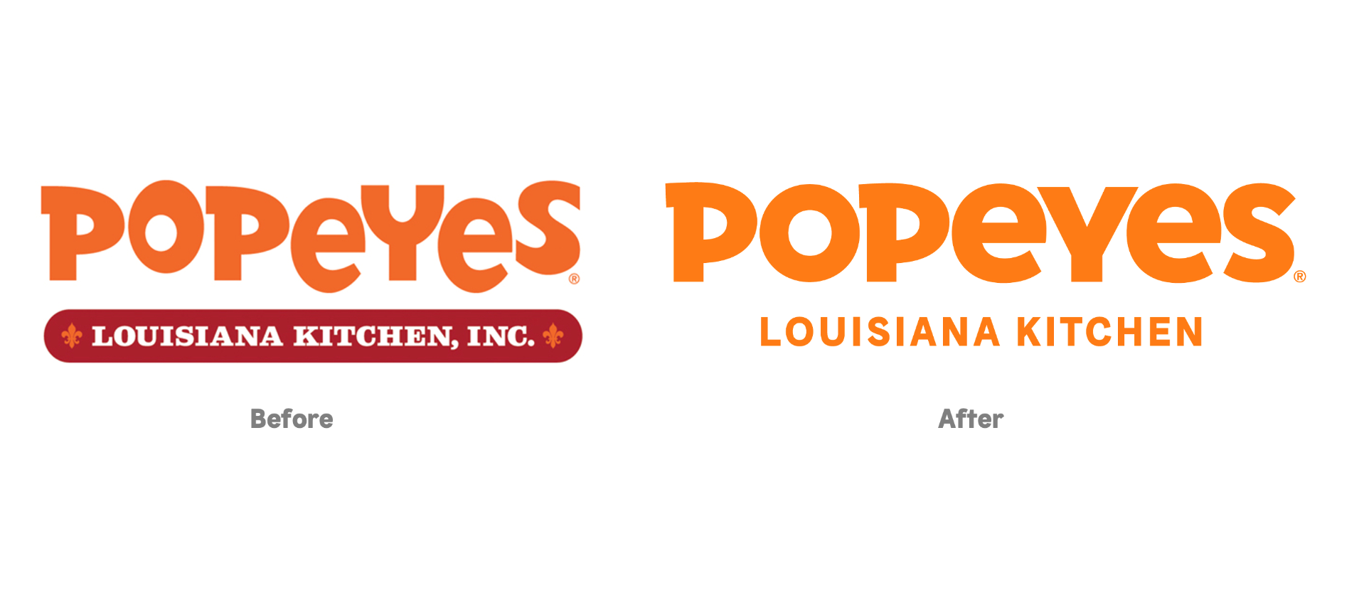 Left: image of Popeyes former logo. Right: The updated logo. 