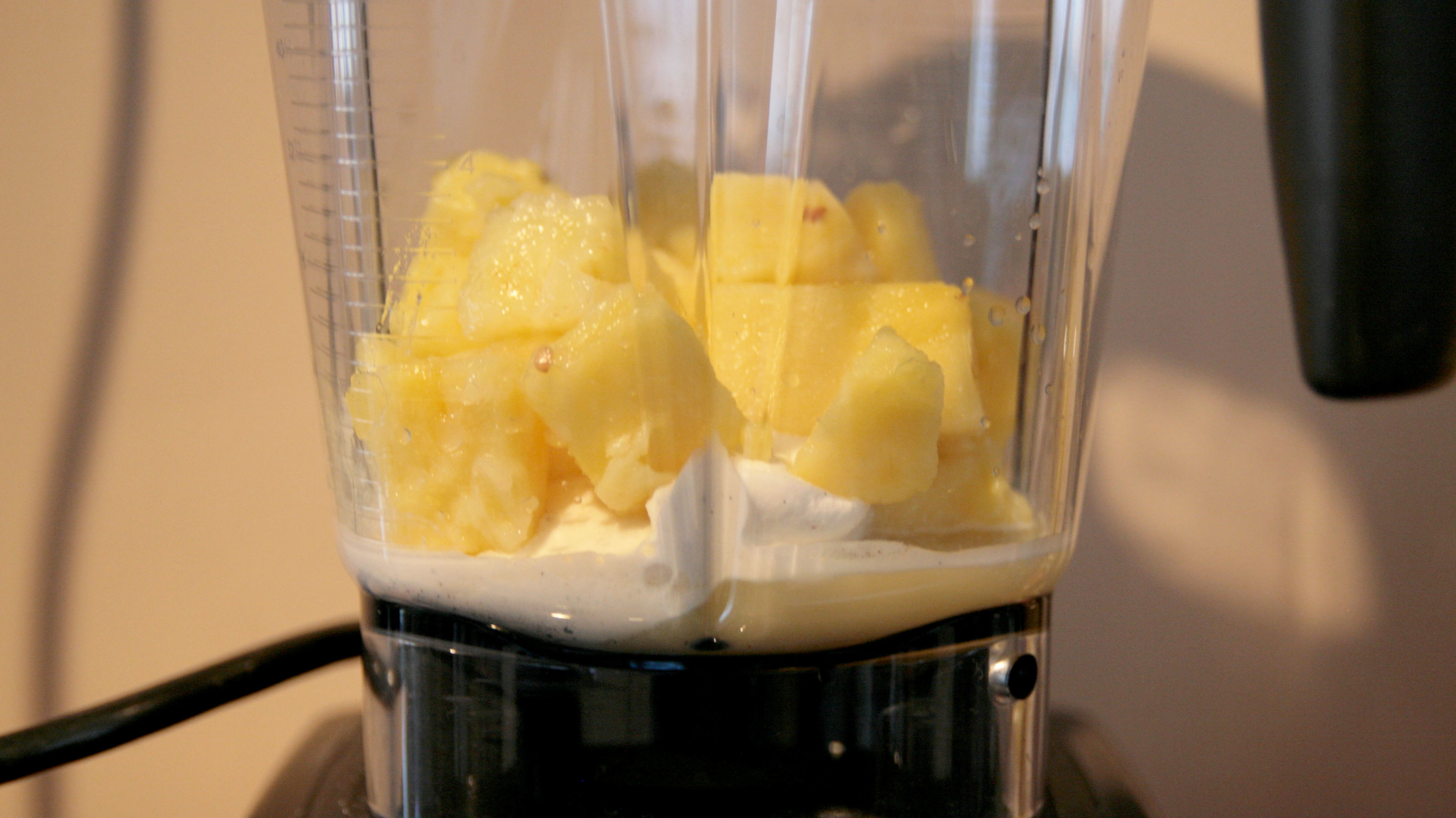 Ingredients inside the blender