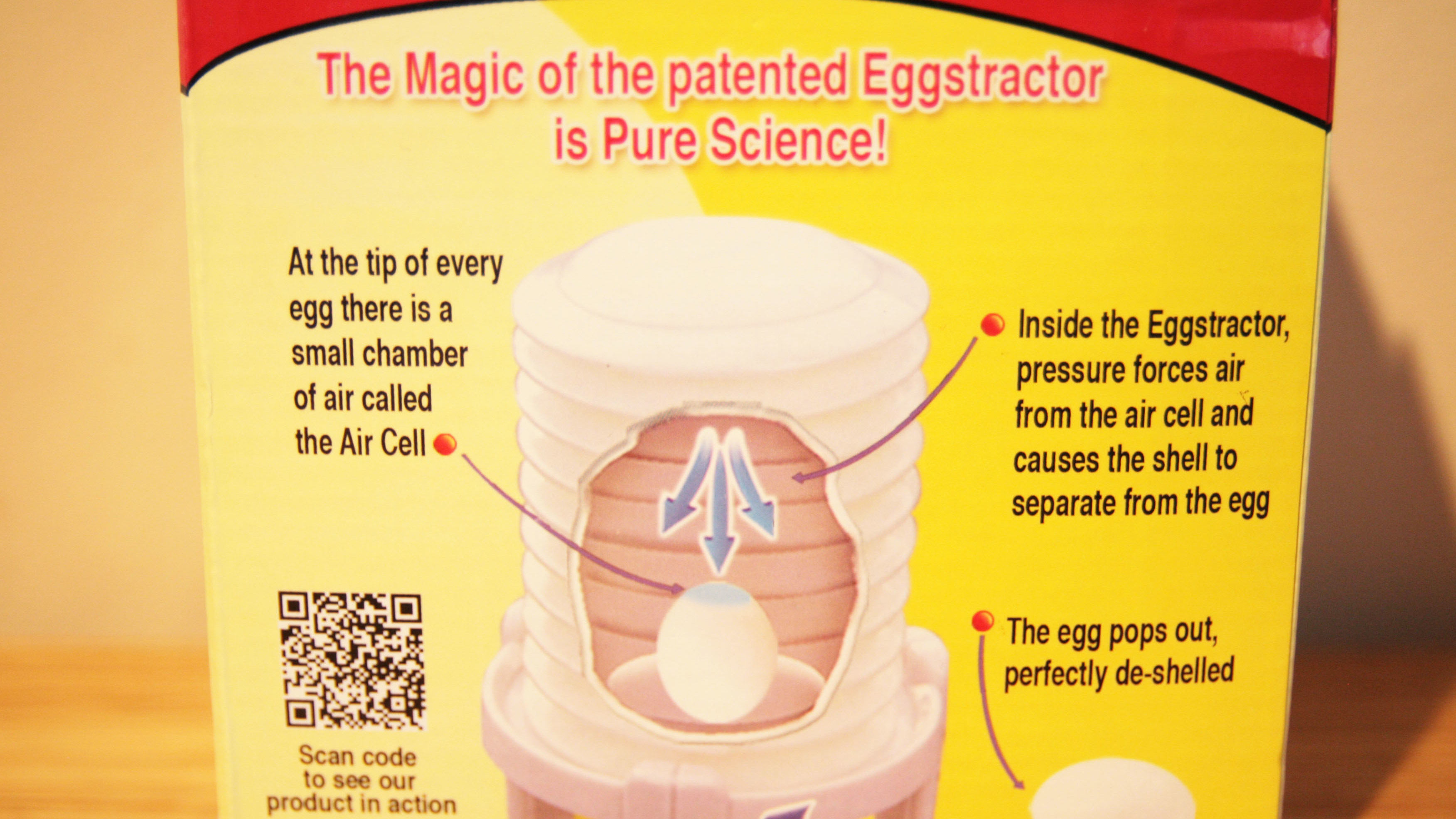 Eggstractor box, explaining how the device works