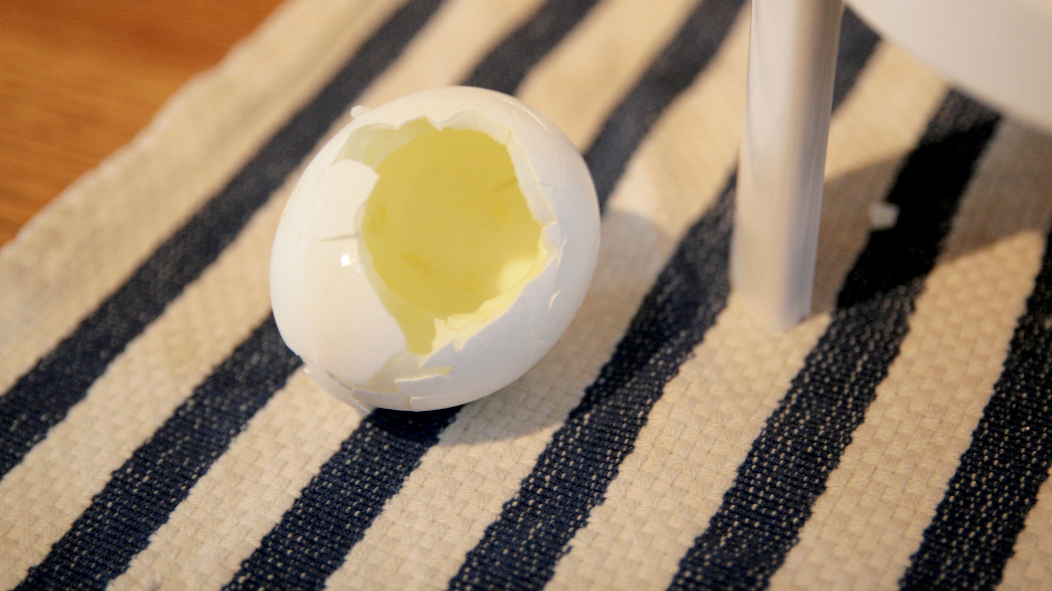 Hard-boiled egg white completely separated from the yolk