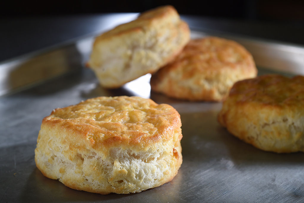 Hardee's biscuits on grey background