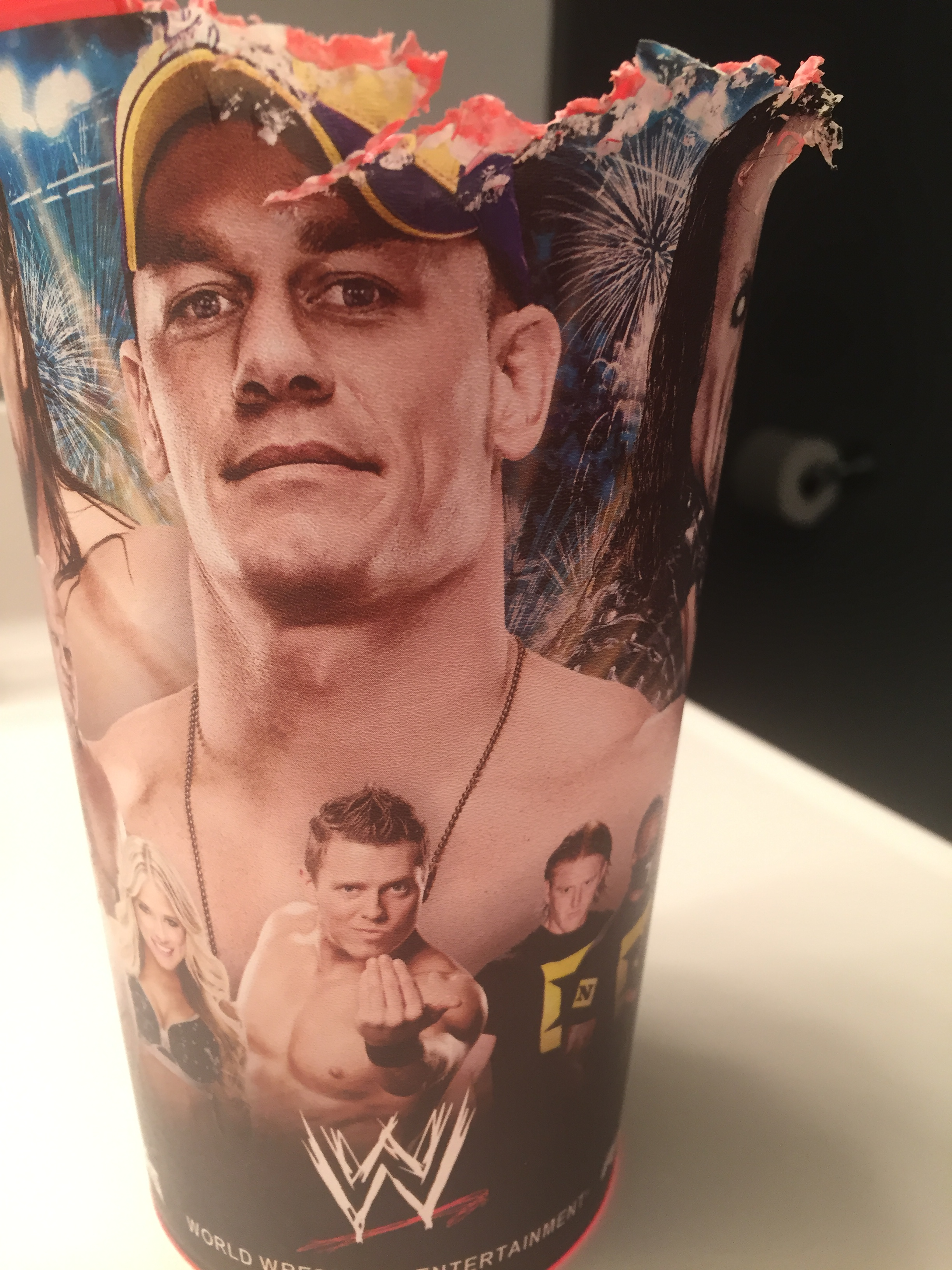 John Cena cup with chewed edges