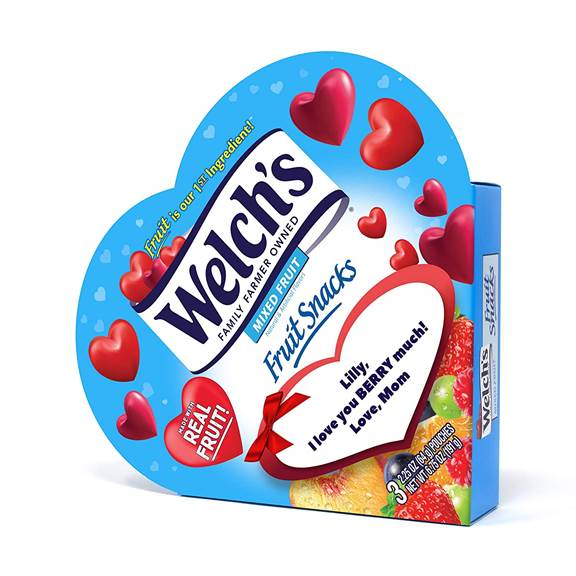 Heart-shaped box of fruit snacks