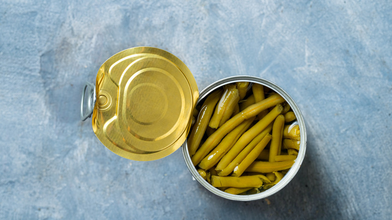 Open can of green beans