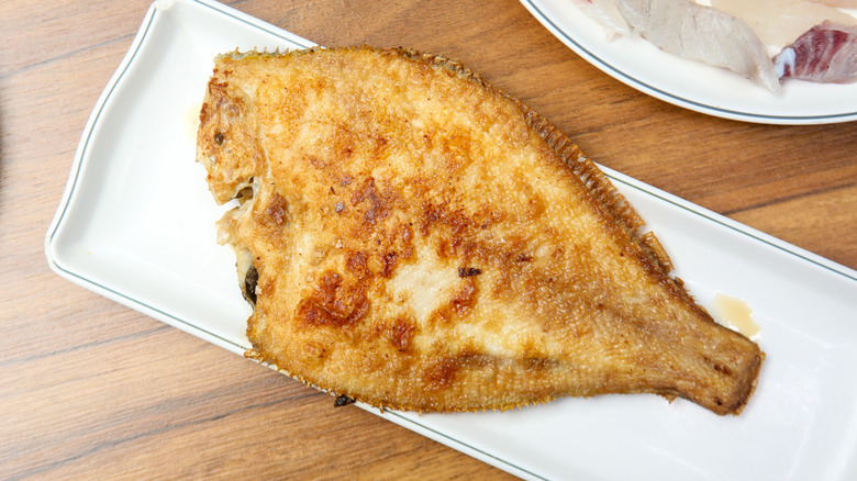 Crispy flounder on a plate