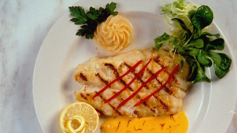 Grilled and plated orange roughy