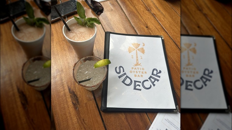 Sidecar menu with drinks