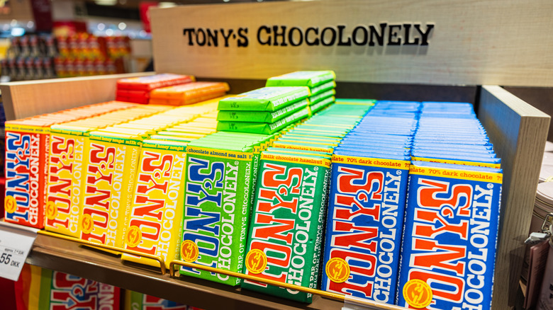 display Tony's Chocolonely bars