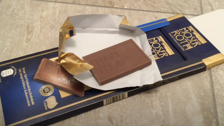 opened Moser Roth chocolate bar