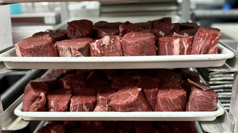 Portions of steak ready for freezing