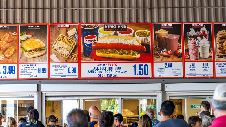 Menu signs at the Costco food court