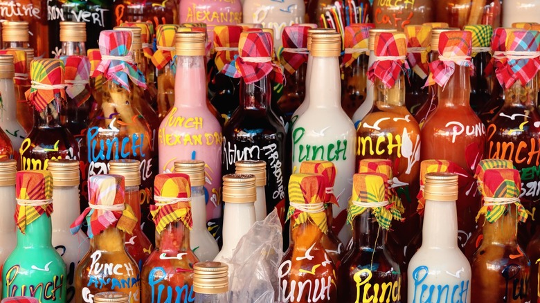 Bottles of rum punch