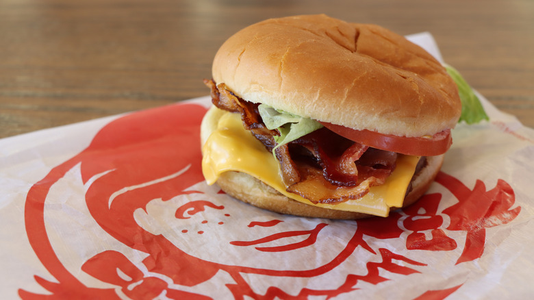 Wendy's burger with bacon