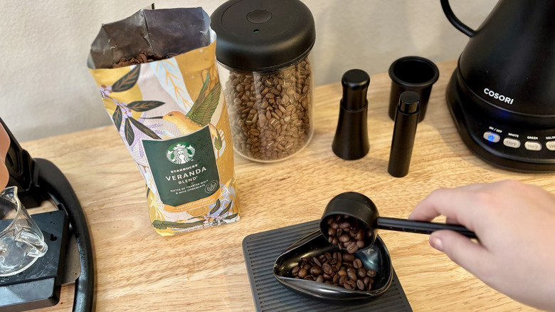 Measuring out Starbucks Veranda Blend