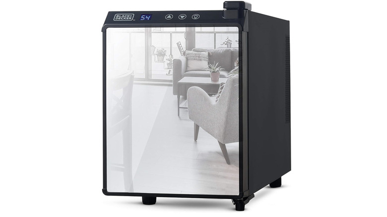 Black+Decker wine fridge reflecting furniture