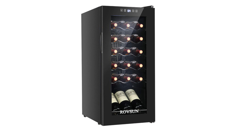 ROVSUN wine fridge filled with bottles