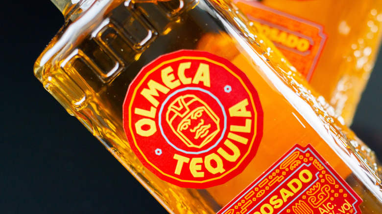 Olmeca Tequila bottle at angle