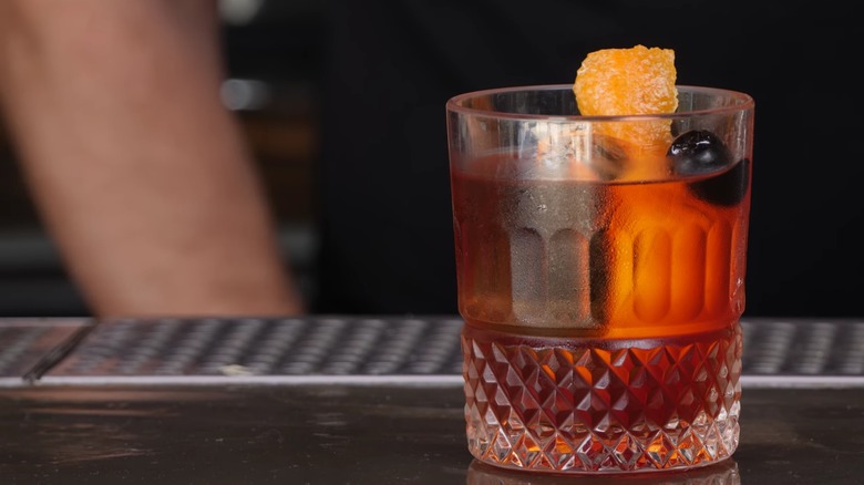 A vieux carré sitting on a bar