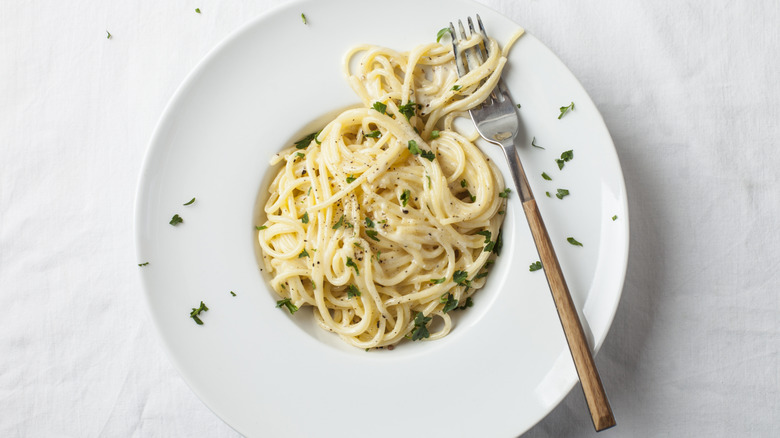 Bowl of Alfredo pasta