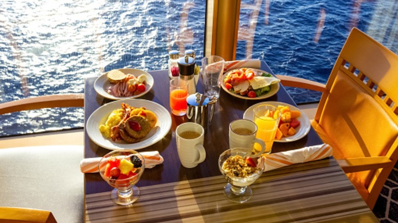 Plates of food on a cruise ship