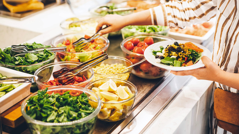 Salad at a buffet bar