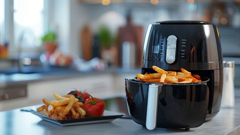 Open air fryer with fries