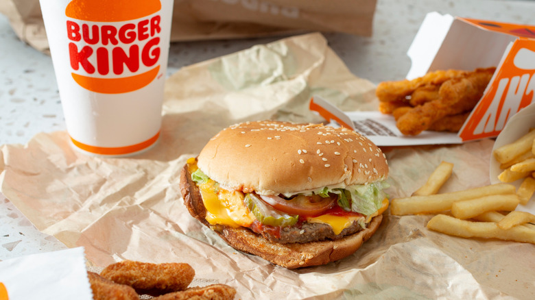 Assortment of menu items at Burger King