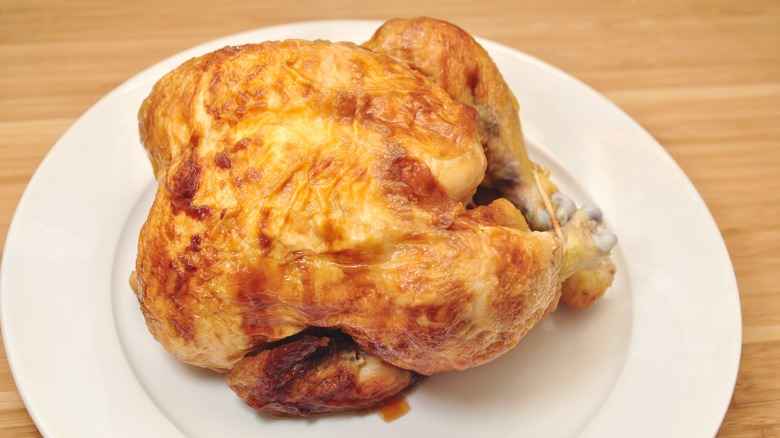 Rotisserie chicken on a plate