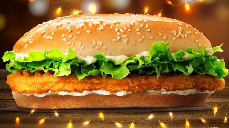 Burger King chicken sandwich with lights