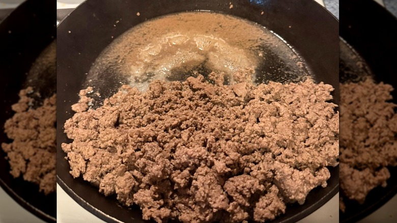 Cooked ground beef fat