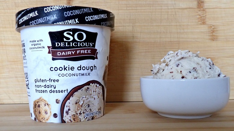 So Delicious cookie dough frozen dessert carton and bowl