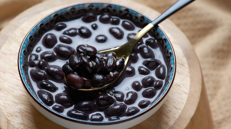 canned black beans in a bowl