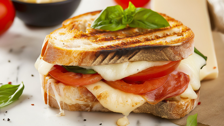 Grilled cheese with fresh tomatoes and herbs