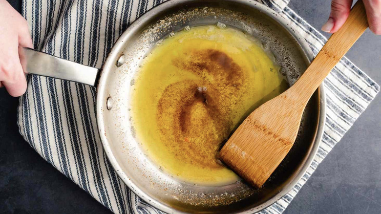 Brown butter in a skillet