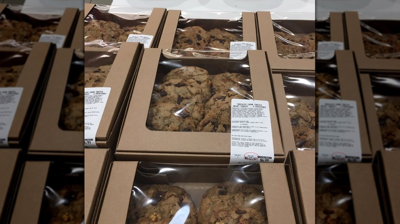 A box of Costco's chocolate chunk toasted walnut cookies