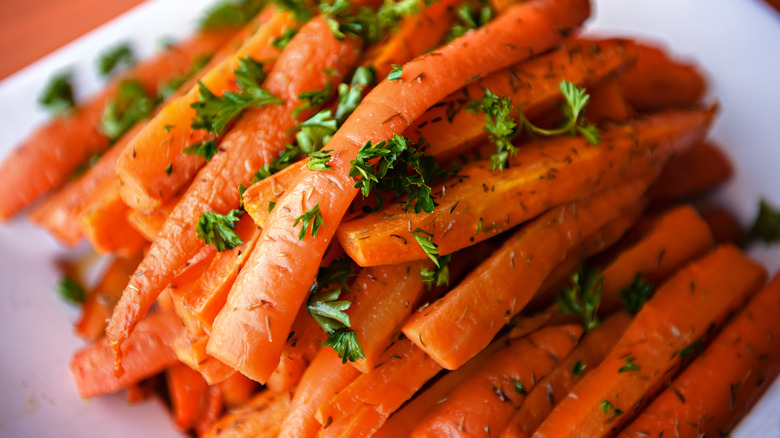 stack of cooked carrots