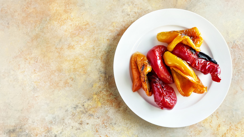 plate of cooked peppers