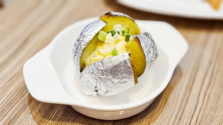 baked potato in foil