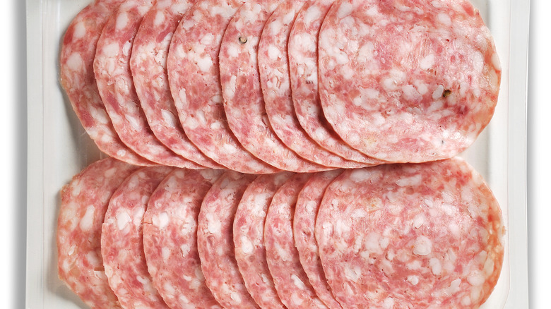 Poor-quality packaged salami