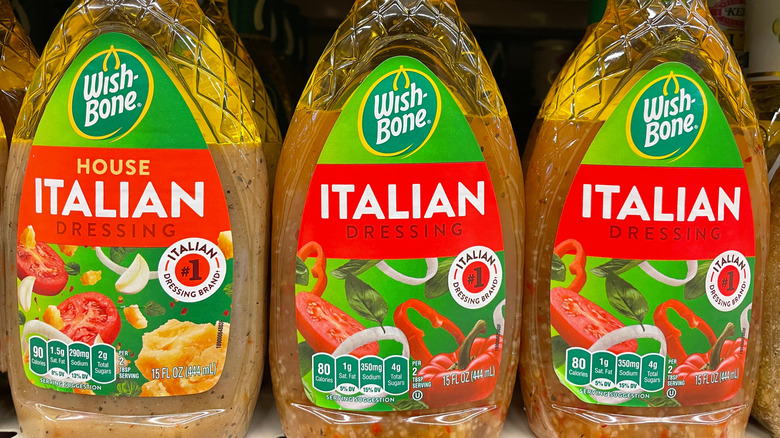 Store-bought Italian dressing bottles