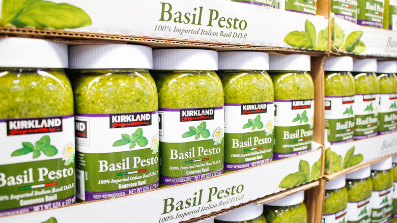 Boxes of Kirkland Signature 100% Imported Italian Basil D.O.P. Pesto