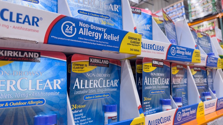 Kirkland Signature AllerClear tablets displayed in a Costco